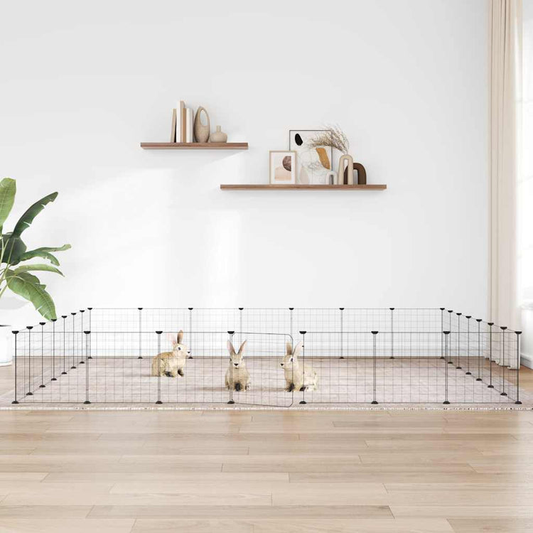 Vidaxl Petts Cage avec porte 28 panneaux 35x35 cm en acier noir