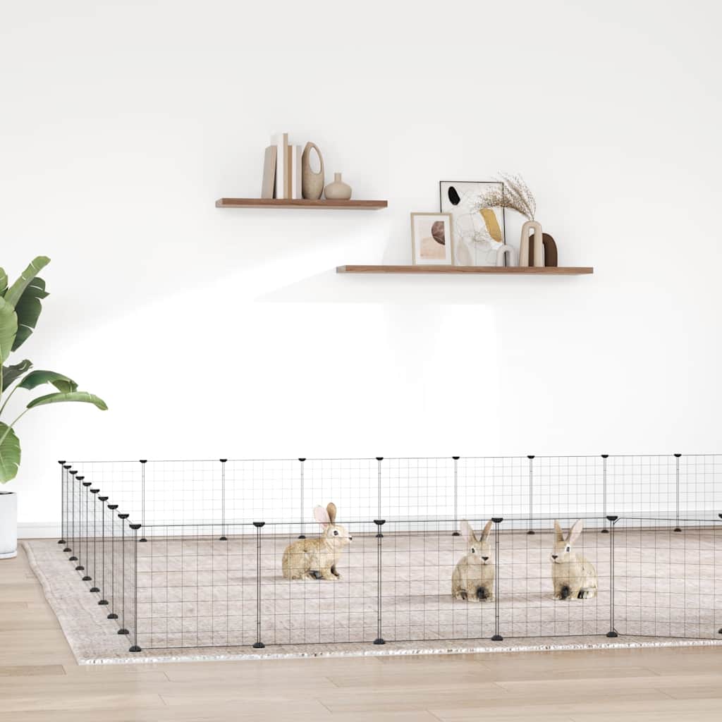 Vidaxl Cage d'animaux de compagnie avec porte 36 panneaux 35x35 cm en acier noir
