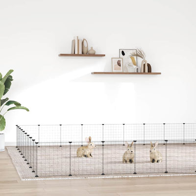Vidaxl Cage d'animaux de compagnie avec porte 36 panneaux 35x35 cm en acier noir