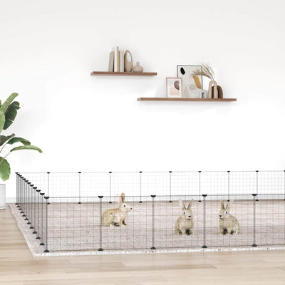 Vidaxl Petts Cage avec porte 44 panneaux 35x35 cm en acier noir