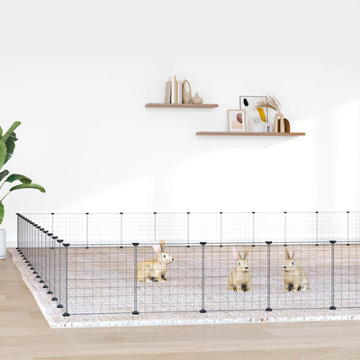 Cage pour animaux de compagnie vidaxl avec porte 60 panneaux 35x35 cm en acier noir