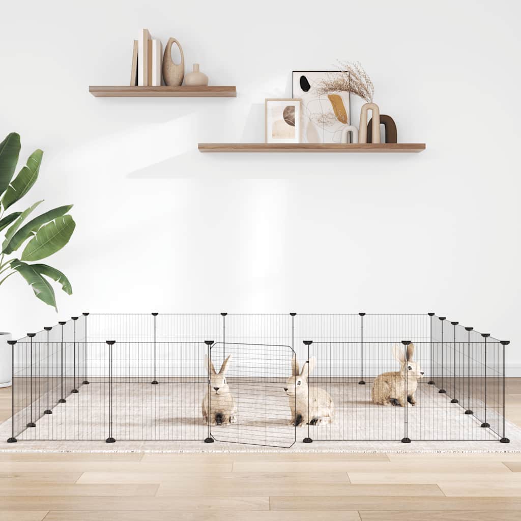 Cage Vidaxl animaux avec porte 20 panneaux 35x35 cm en acier noir