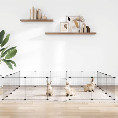 Cage Vidaxl animaux avec porte 20 panneaux 35x35 cm en acier noir