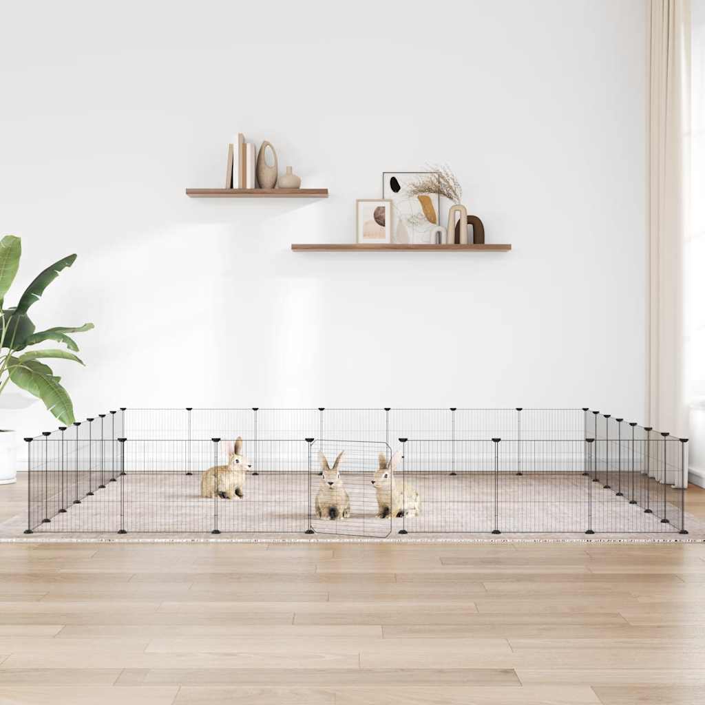 Vidaxl Petts Cage avec porte 28 panneaux 35x35 cm en acier noir