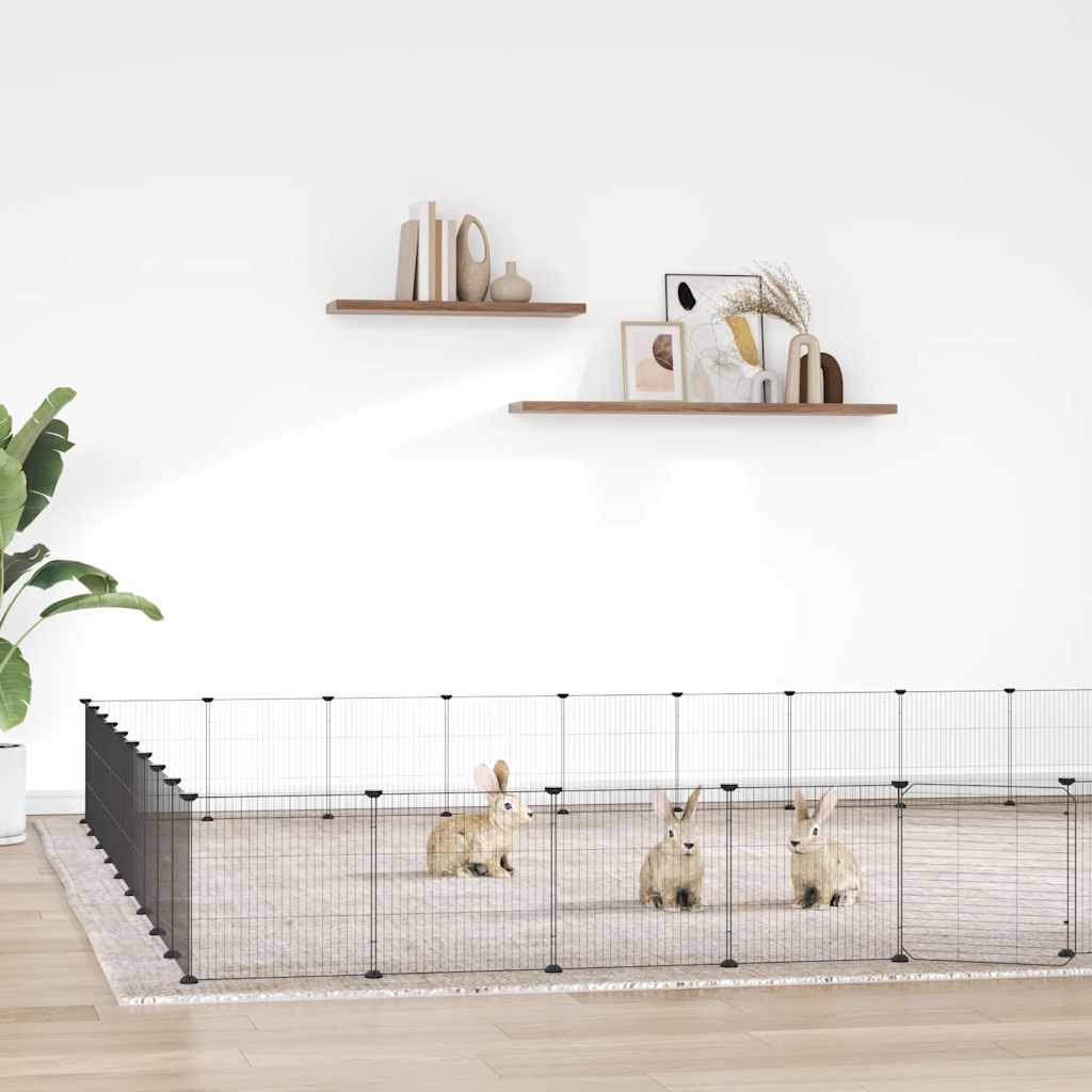 Vidaxl Petts Cage avec porte 36 panneaux 35x35 cm en acier noir