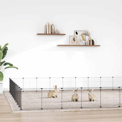 Vidaxl Petts Cage avec porte 36 panneaux 35x35 cm en acier noir