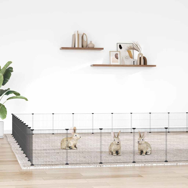 Vidaxl Petts Cage avec porte 44 panneaux 35x35 cm en acier noir