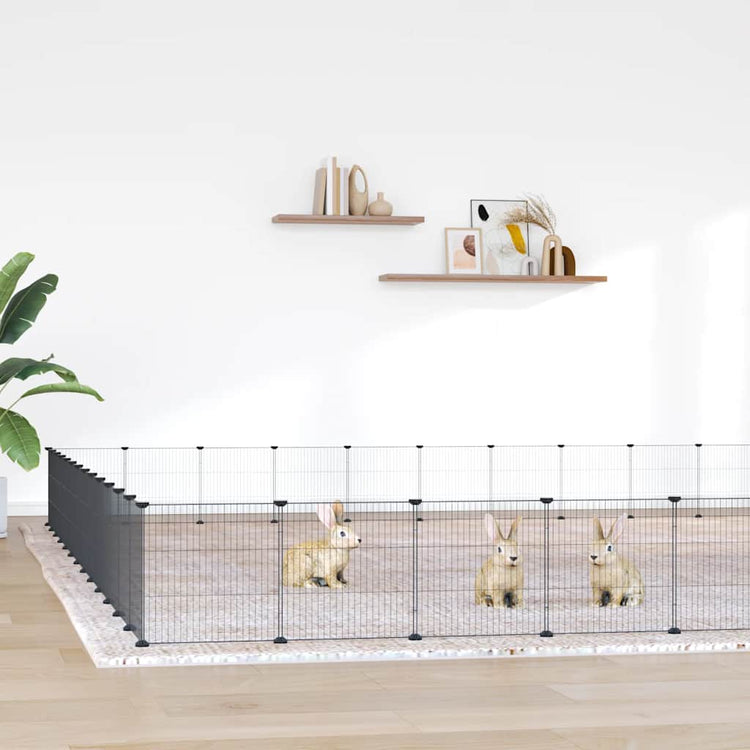 Vidaxl Petts Cage avec porte 52 panneaux 35x35 cm en acier noir