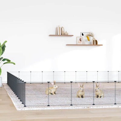 Cage pour animaux de compagnie vidaxl avec porte 60 panneaux 35x35 cm en acier noir