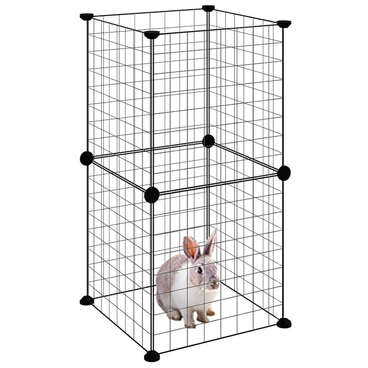 Cage Vidaxl pour animaux de compagnie avec 8 panneaux 35x35 cm en acier noir