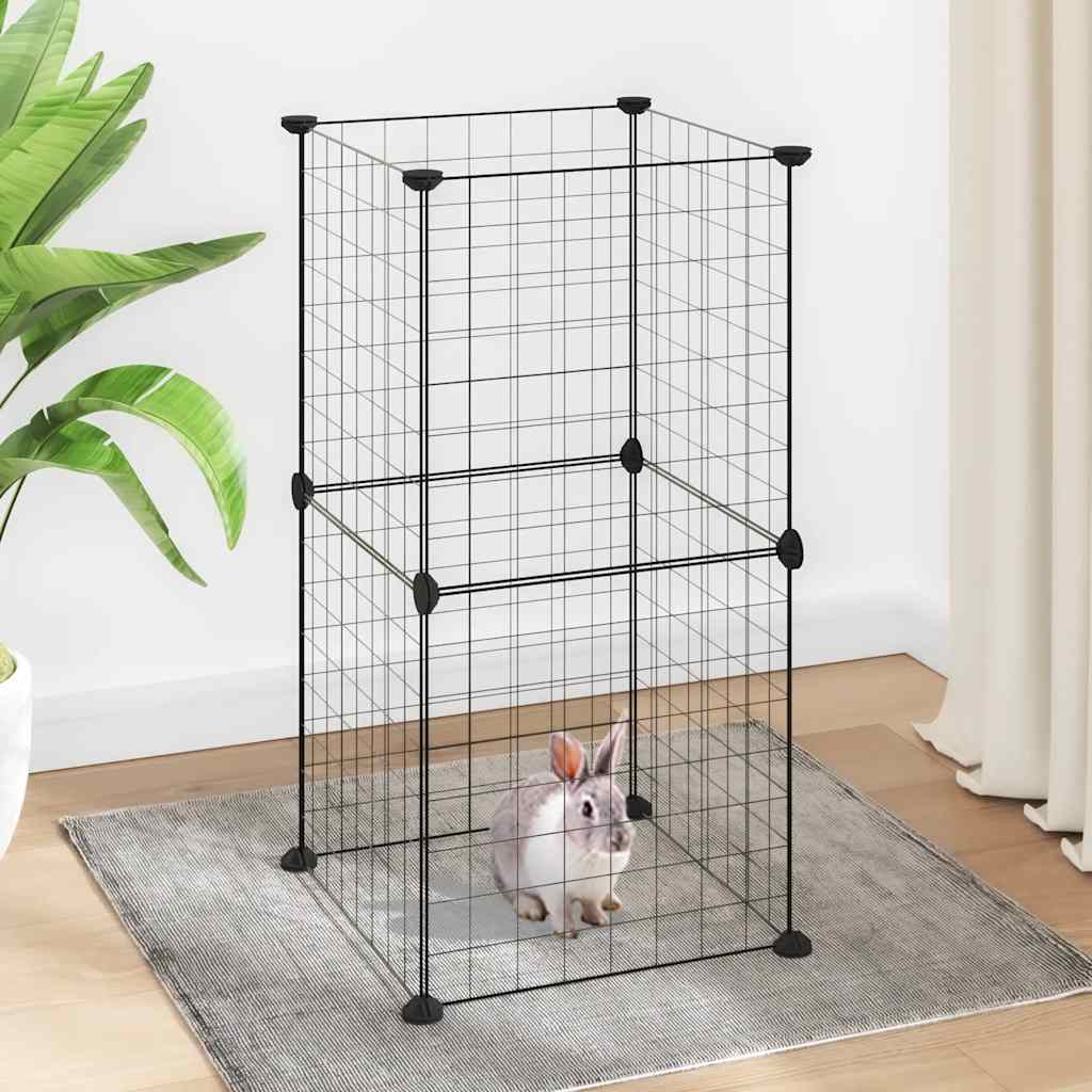 Cage Vidaxl pour animaux de compagnie avec 8 panneaux 35x35 cm en acier noir