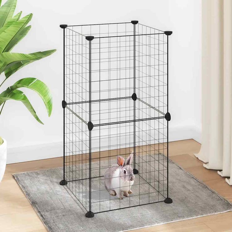 Cage Vidaxl pour animaux de compagnie avec 8 panneaux 35x35 cm en acier noir