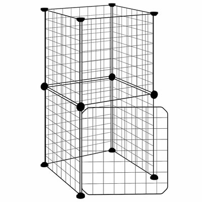 Vidaxl Petts Cage avec porte 8 panneaux 35x35 cm en acier noir