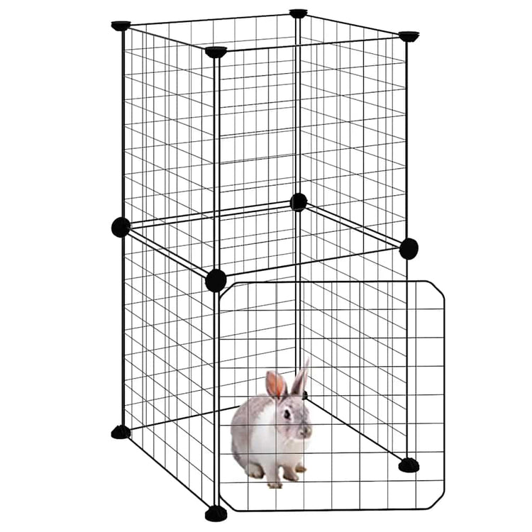 Vidaxl Petts Cage avec porte 8 panneaux 35x35 cm en acier noir