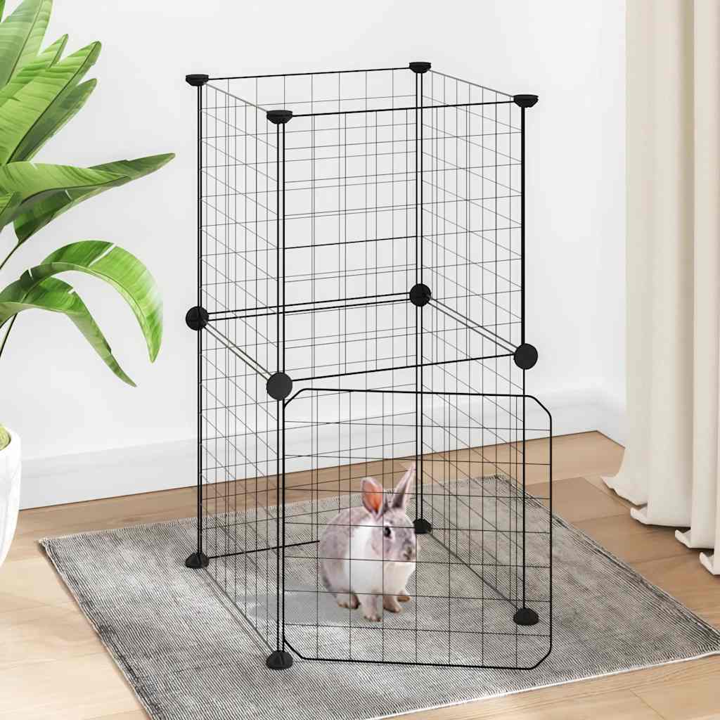 Vidaxl Petts Cage avec porte 8 panneaux 35x35 cm en acier noir
