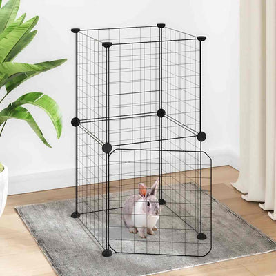 Vidaxl Petts Cage avec porte 8 panneaux 35x35 cm en acier noir