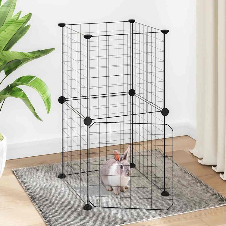 Vidaxl Petts Cage avec porte 8 panneaux 35x35 cm en acier noir