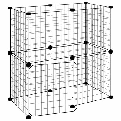 Vidaxl Petts Cage avec porte 12 panneaux 35x35 cm en acier noir
