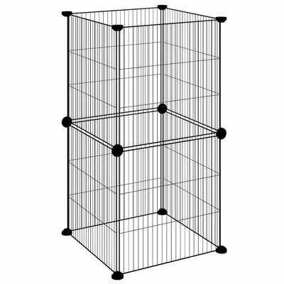 Cage Vidaxl pour animaux de compagnie avec 8 panneaux 35x35 cm en acier noir