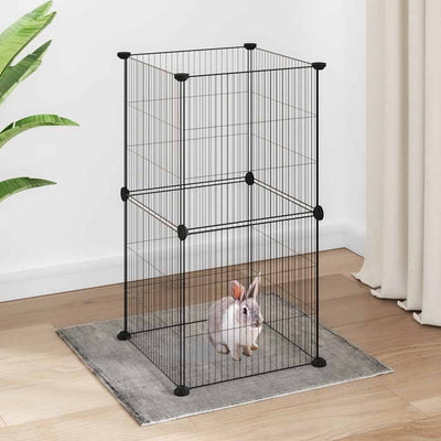 Cage Vidaxl pour animaux de compagnie avec 8 panneaux 35x35 cm en acier noir