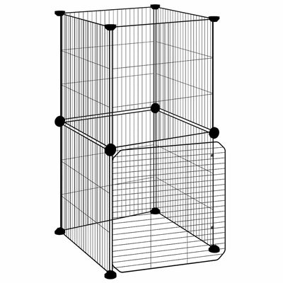 Vidaxl Petts Cage avec porte 8 panneaux 35x35 cm en acier noir