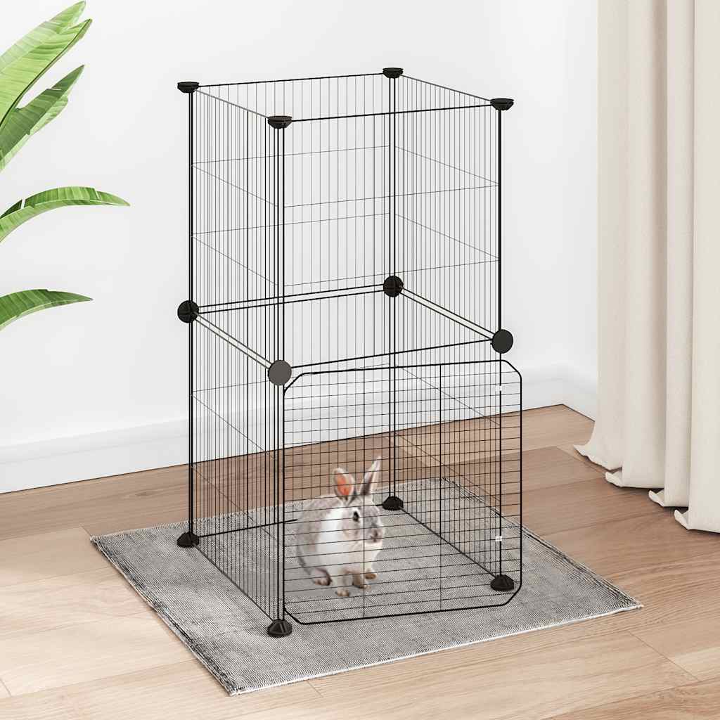 Vidaxl Petts Cage avec porte 8 panneaux 35x35 cm en acier noir