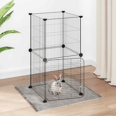 Vidaxl Petts Cage avec porte 8 panneaux 35x35 cm en acier noir