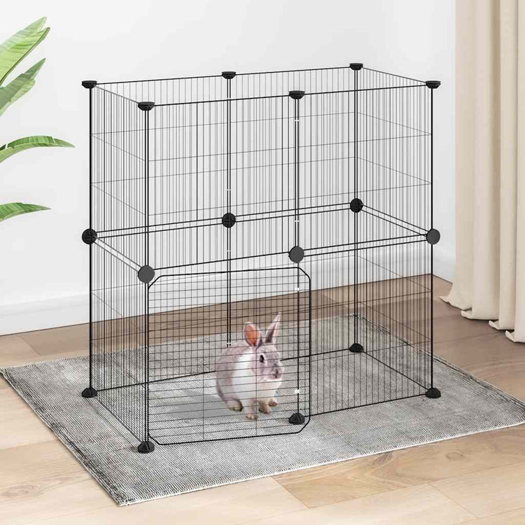 Vidaxl Petts Cage avec porte 12 panneaux 35x35 cm en acier noir