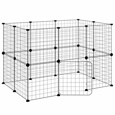 Cage Vidaxl animaux avec porte 20 panneaux 35x35 cm en acier noir