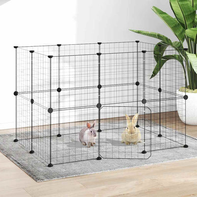 Cage Vidaxl animaux avec porte 20 panneaux 35x35 cm en acier noir