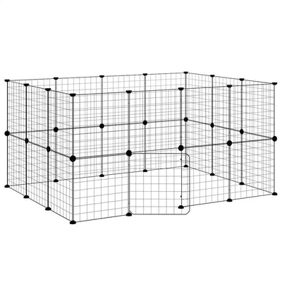 Vidaxl Petts Cage avec porte 28 panneaux 35x35 cm en acier noir