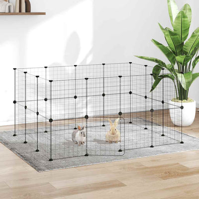 Vidaxl Petts Cage avec porte 28 panneaux 35x35 cm en acier noir