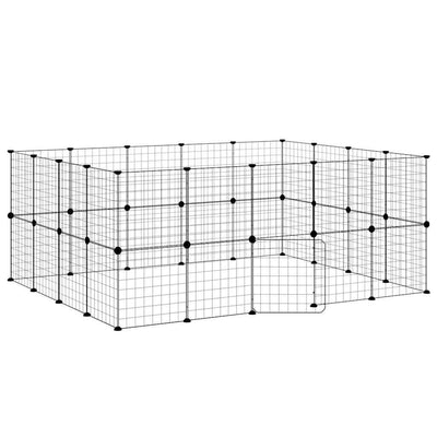 Vidaxl Cage d'animaux de compagnie avec porte 36 panneaux 35x35 cm en acier noir