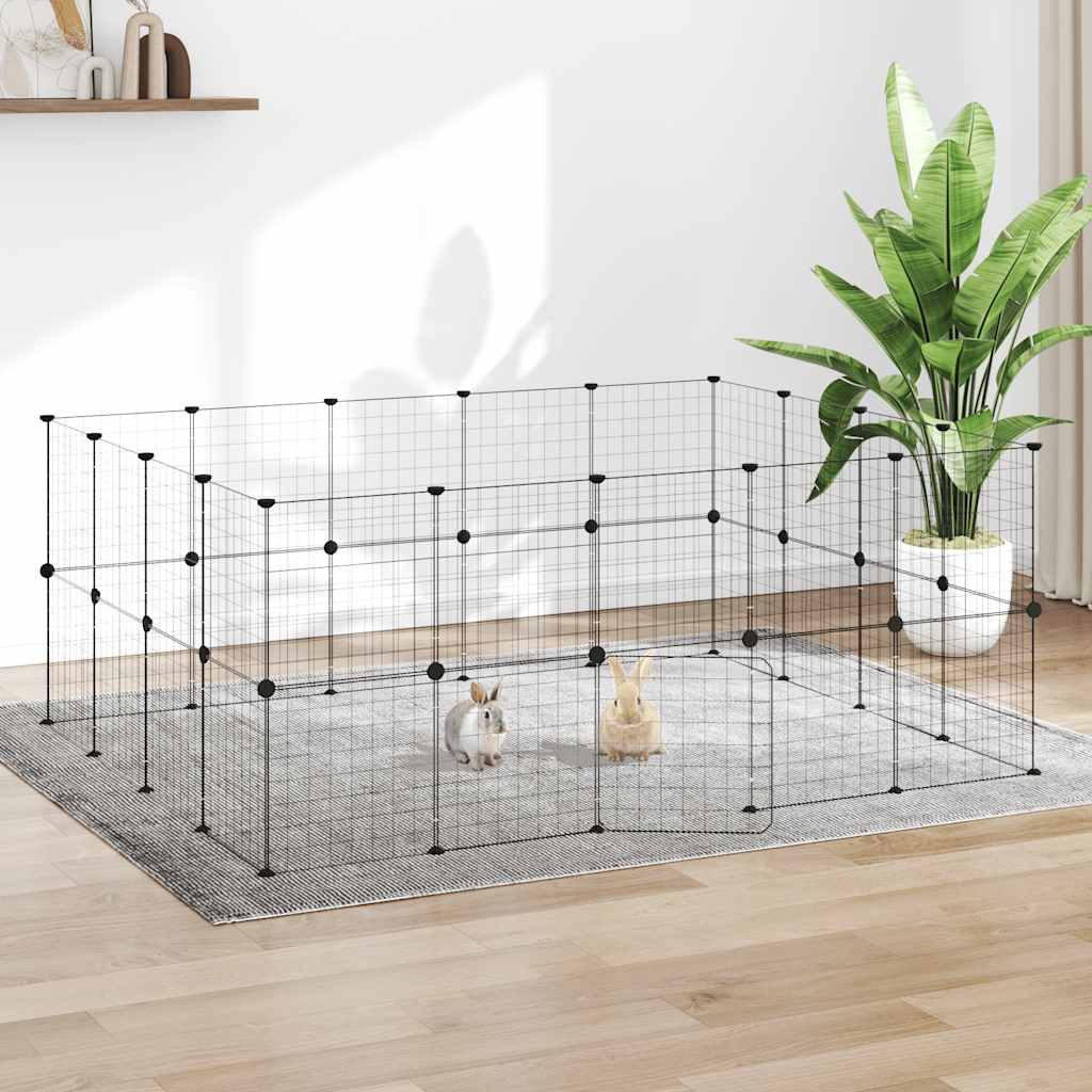 Vidaxl Cage d'animaux de compagnie avec porte 36 panneaux 35x35 cm en acier noir