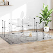 Vidaxl Cage d'animaux de compagnie avec porte 36 panneaux 35x35 cm en acier noir - afbeelding 1