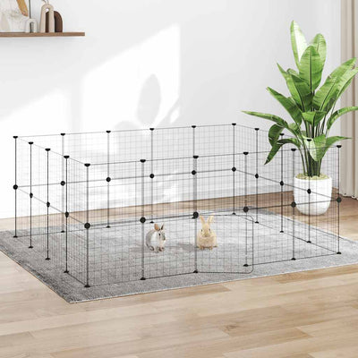 Vidaxl Cage d'animaux de compagnie avec porte 36 panneaux 35x35 cm en acier noir
