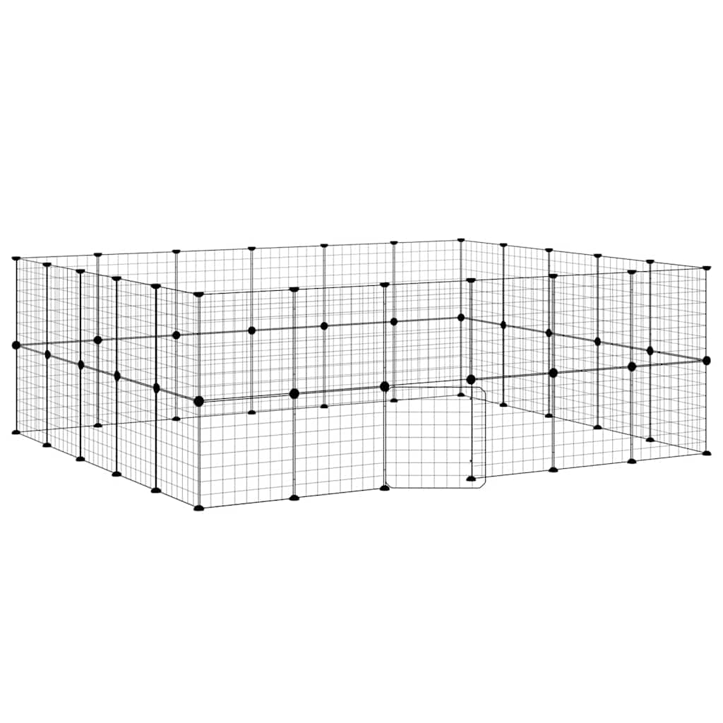Vidaxl Petts Cage avec porte 44 panneaux 35x35 cm en acier noir