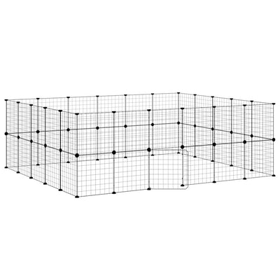 Vidaxl Petts Cage avec porte 44 panneaux 35x35 cm en acier noir
