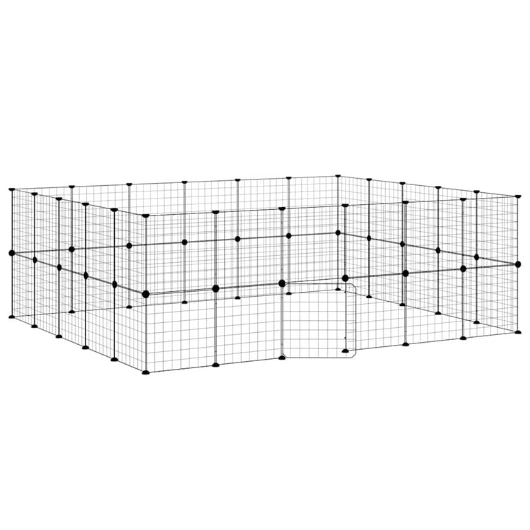 Vidaxl Petts Cage avec porte 44 panneaux 35x35 cm en acier noir