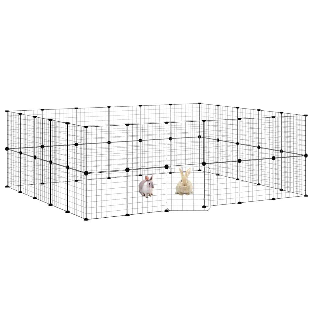 Vidaxl Petts Cage avec porte 44 panneaux 35x35 cm en acier noir