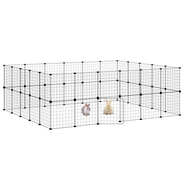 Vidaxl Petts Cage avec porte 44 panneaux 35x35 cm en acier noir