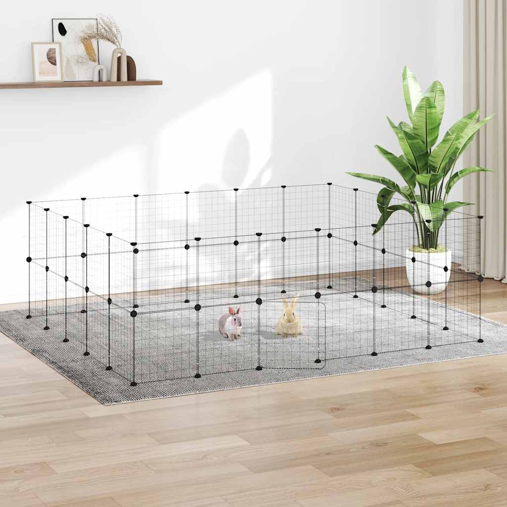 Vidaxl Petts Cage avec porte 44 panneaux 35x35 cm en acier noir