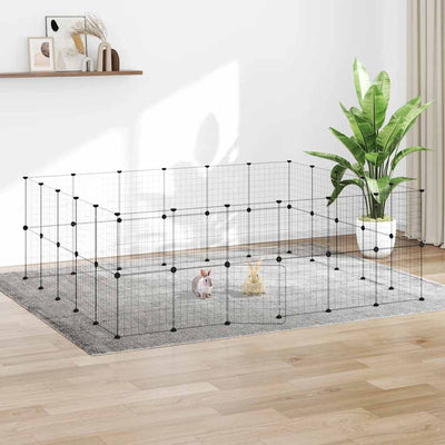 Vidaxl Petts Cage avec porte 44 panneaux 35x35 cm en acier noir