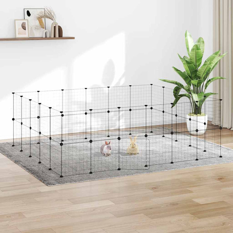 Vidaxl Petts Cage avec porte 44 panneaux 35x35 cm en acier noir