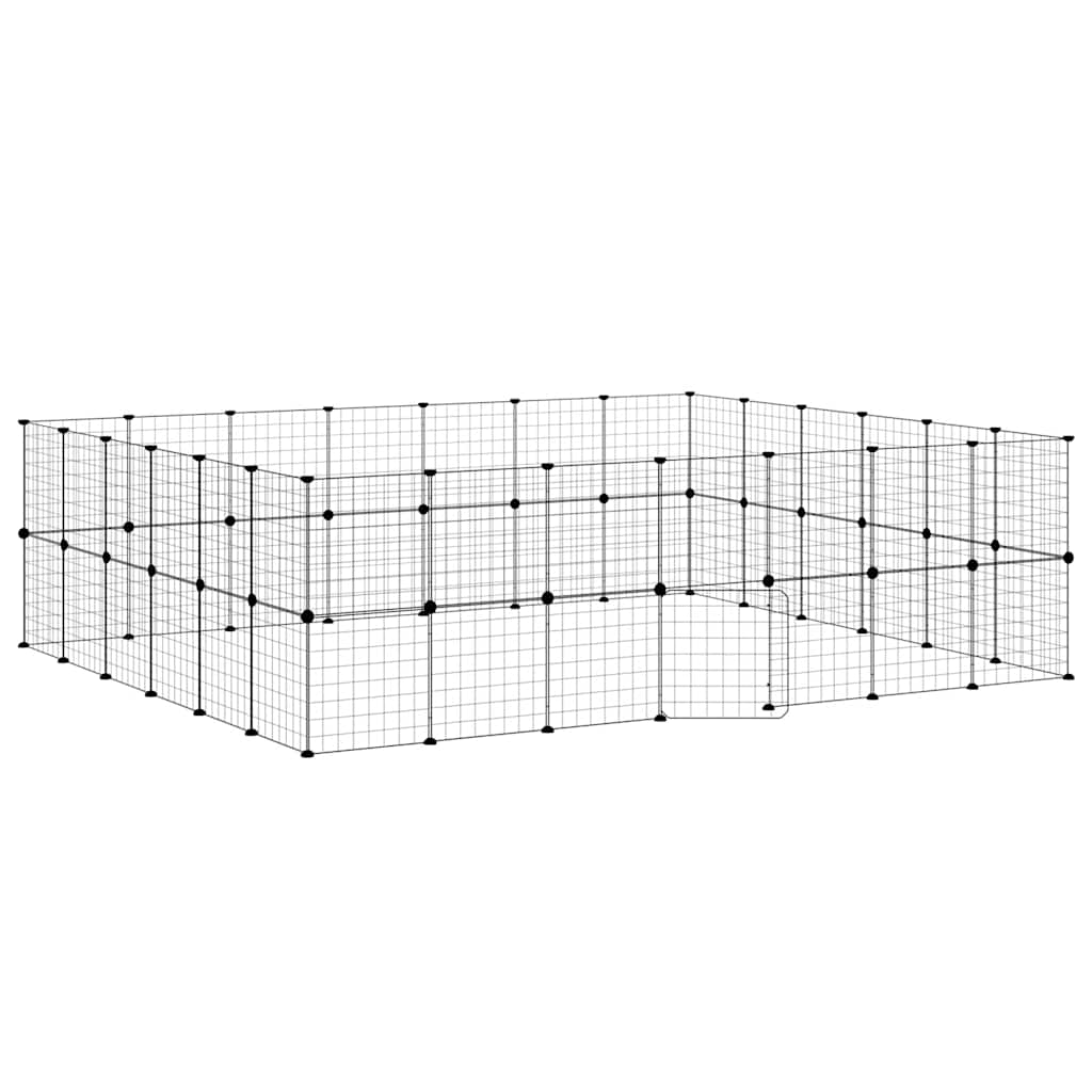 Vidaxl Petts Cage avec porte 52 panneaux 35x35 cm en acier noir