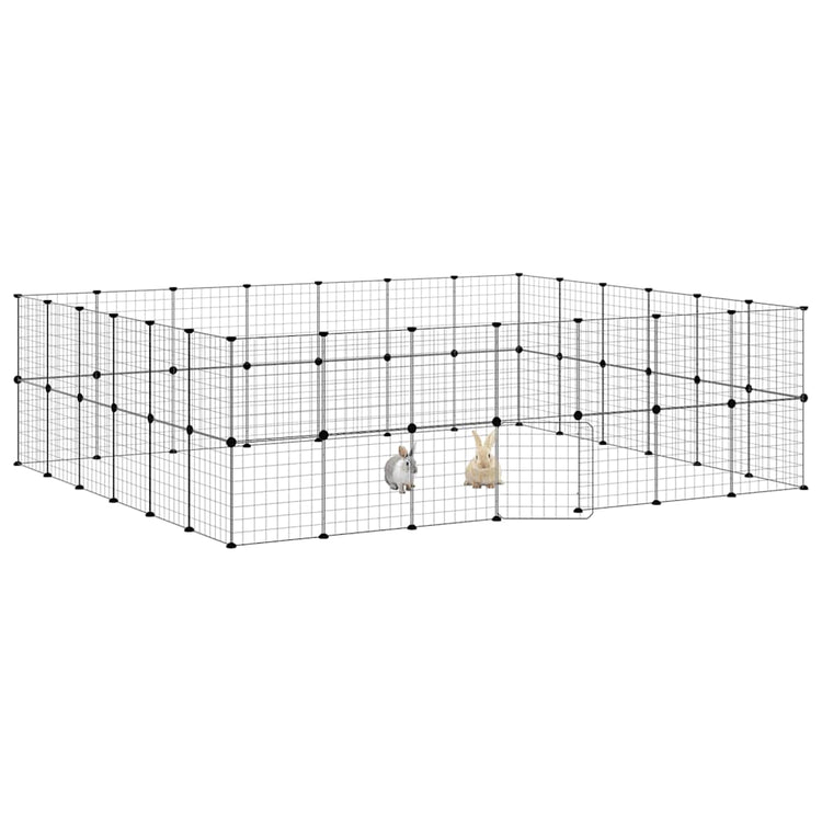 Vidaxl Petts Cage avec porte 52 panneaux 35x35 cm en acier noir