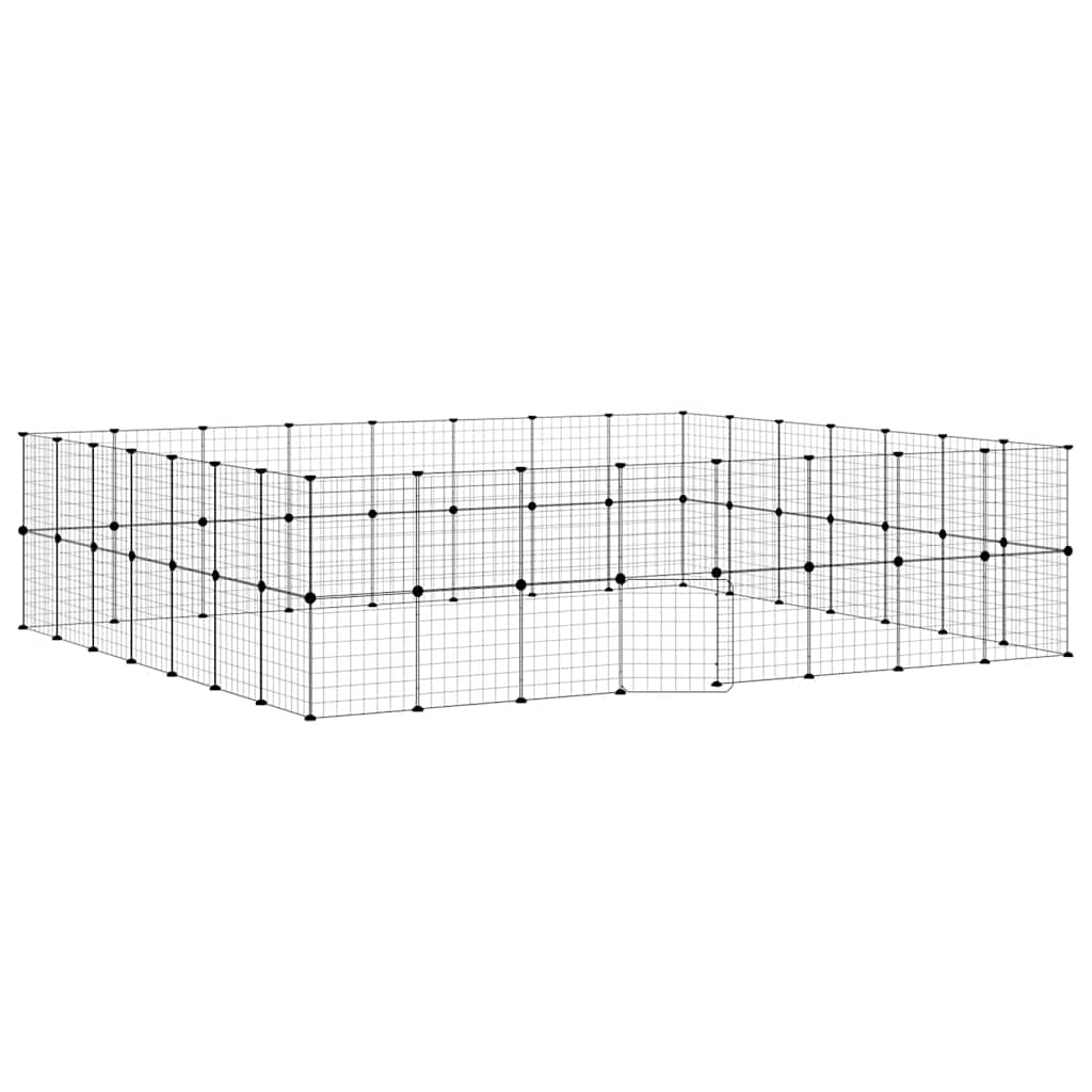 Cage pour animaux de compagnie vidaxl avec porte 60 panneaux 35x35 cm en acier noir