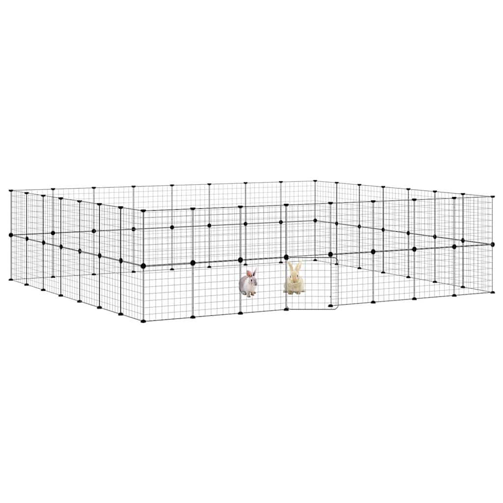 Cage pour animaux de compagnie vidaxl avec porte 60 panneaux 35x35 cm en acier noir