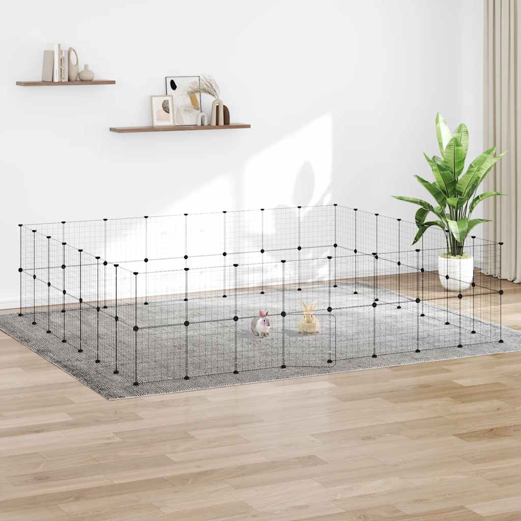 Cage pour animaux de compagnie vidaxl avec porte 60 panneaux 35x35 cm en acier noir