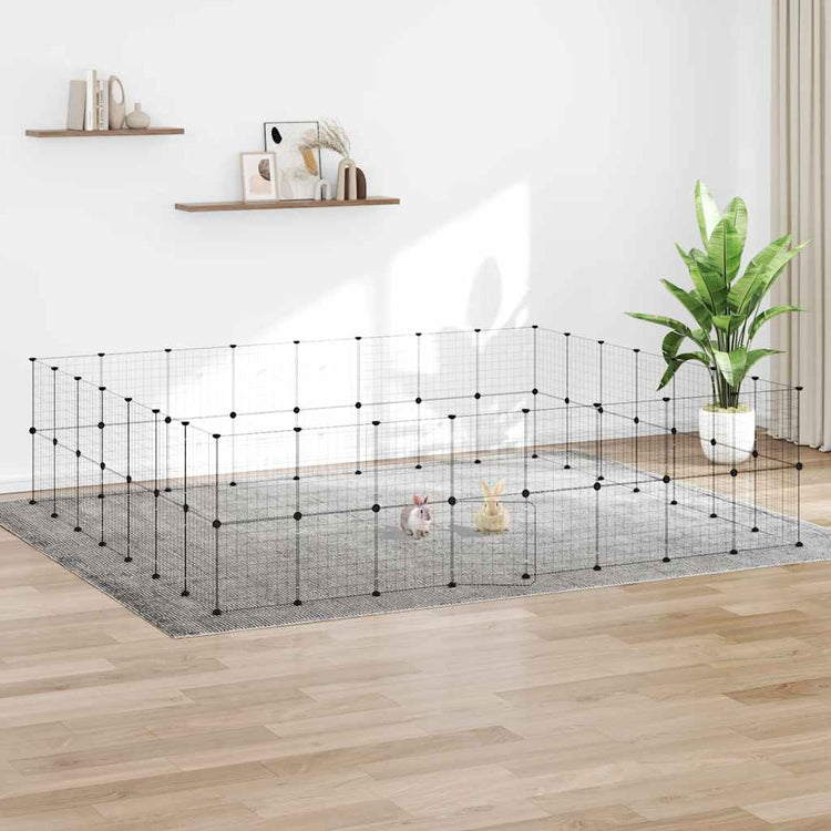 Cage pour animaux de compagnie vidaxl avec porte 60 panneaux 35x35 cm en acier noir